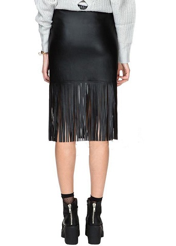 Naujausi „Fringes“ stiliaus tiesūs sijonai