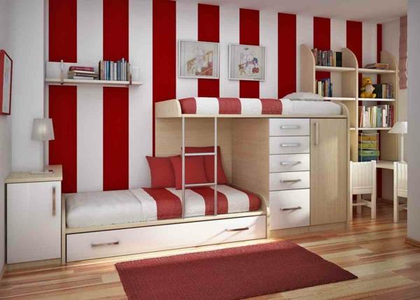 ριγέ ταπετσαρία κόκκινο λευκό κόκκινο χαλί παιδικό δωμάτιο