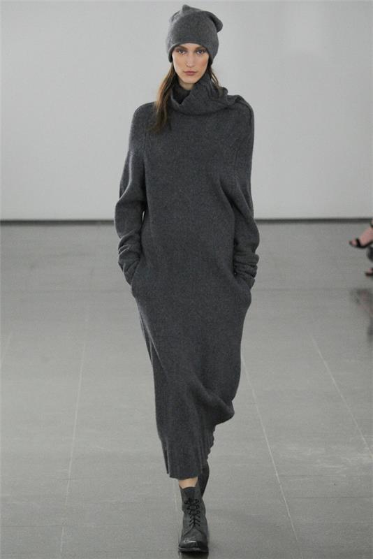 πλεκτό φόρεμα γκρι πλεκτά fw 2014 χειμερινά φορέματα 2015