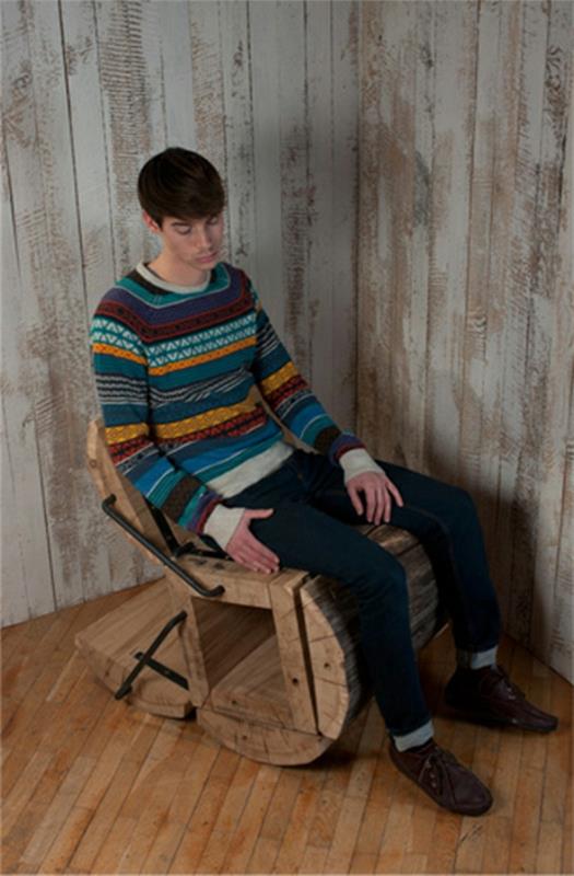 καρέκλα δρυός ξύλο ανακυκλωμένα δοκάρια υφή κουνιστή καρέκλα