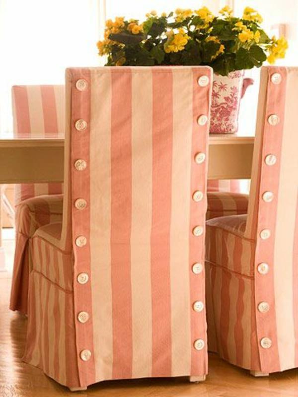 ρίγες κάλυψης καρέκλας κρεμ ροζ