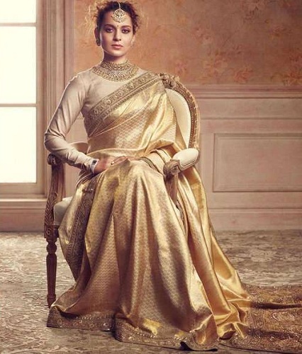 Kangana Ranaut Auksinėje Saree