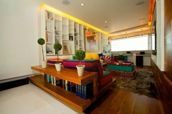 κομψό μοντέρνο διαμέρισμα πολύχρωμα πολλά ενσωματωμένα φώτα