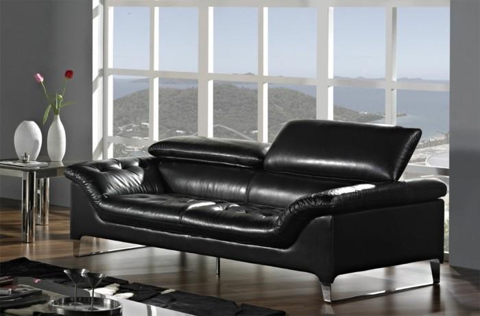 σούπερ κομψός καναπές σχεδιαστών σε μαύρο δέρμα