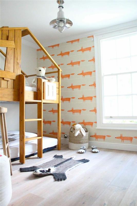 ταπετσαρία παιδικό δωμάτιο πορτοκαλί αλεπούδες ασυνήθιστο χαλί