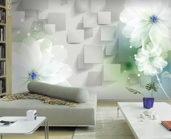 ταπετσαρία ζωγραφική σαλόνι σχεδιασμός τοίχου floral στοιχεία