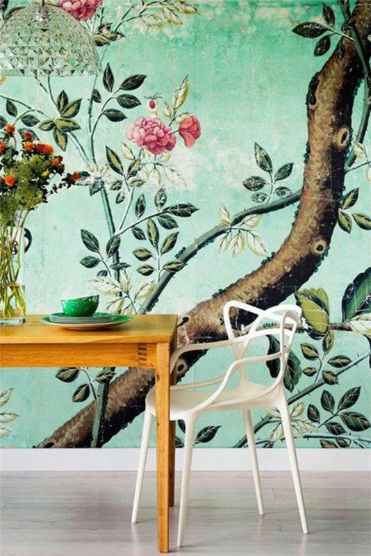 ταπετσαρία με μοτίβο floral στοιχεία πράσινο