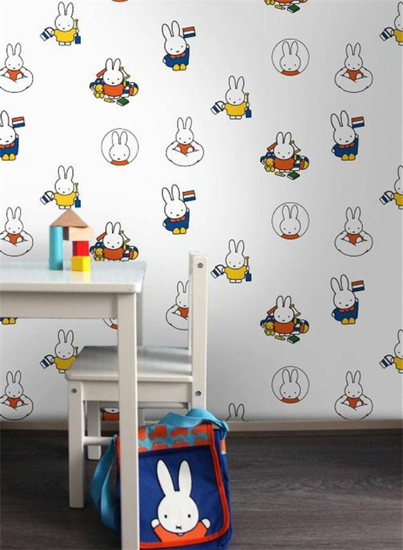 μωρό δωμάτιο ταπετσαρία σχεδιασμός τοίχου μοτίβο ταπετσαρία κουνέλια