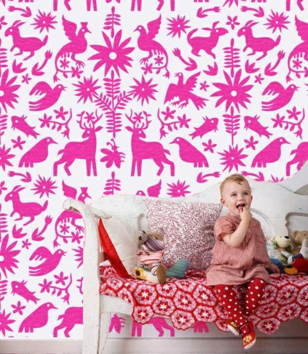 μοτίβο ταπετσαρίας μωρό δωμάτιο καναπέ ροζ ζώα
