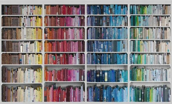 ταπετσαρία τοίχο ντεκό πολύχρωμα βιβλία ράφια σχεδιασμός τοίχου