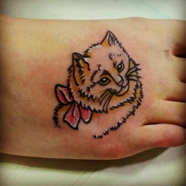 τατουάζ στο πόδι τατουάζ σχέδια γάτα