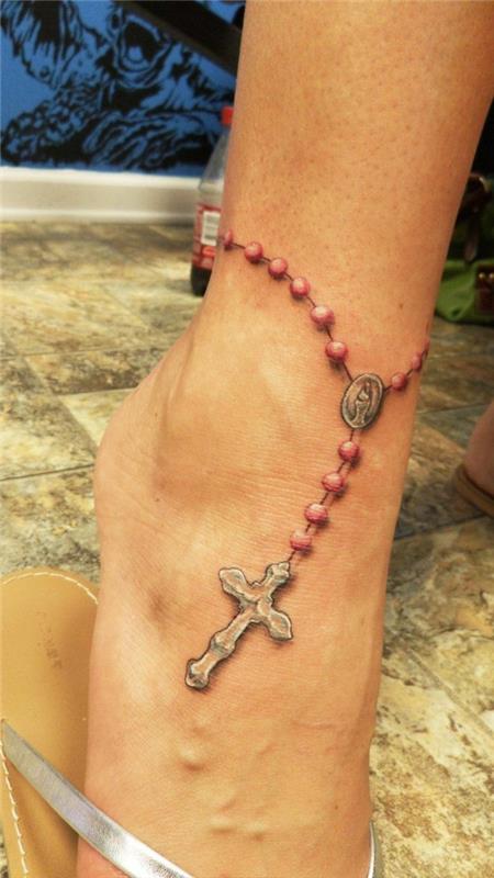τατουάζ κερατώδη τατουάζ τρισδιάστατο σταυρό αστραγάλου