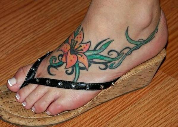 τατουάζ πόδι τατουάζ σχέδια λουλούδια χρώματος