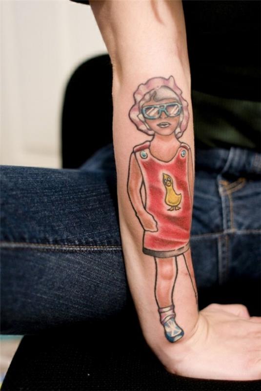 μοτίβα τατουάζ χρωματιστό κορίτσι αντιβράχιο