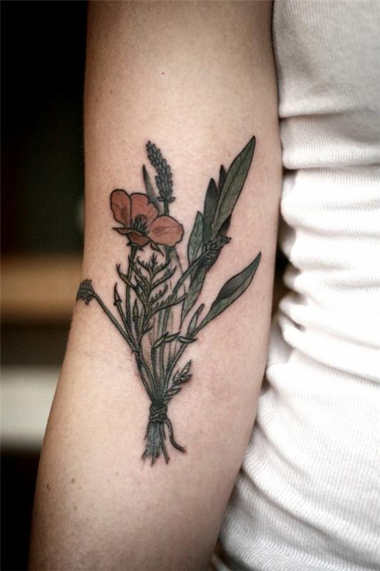 μοτίβα τατουάζ γυναικεία λουλούδια αντιβράχιο μοντέρνα