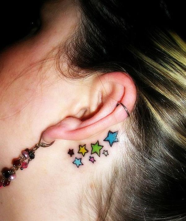 tattoo stars γυναίκες σχέδια τατουάζ πίσω από το αυτί