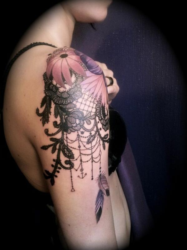 τατουάζ άνω βραχίονα τατουάζ σχέδια λουλούδια πλέγματα πλέγματος
