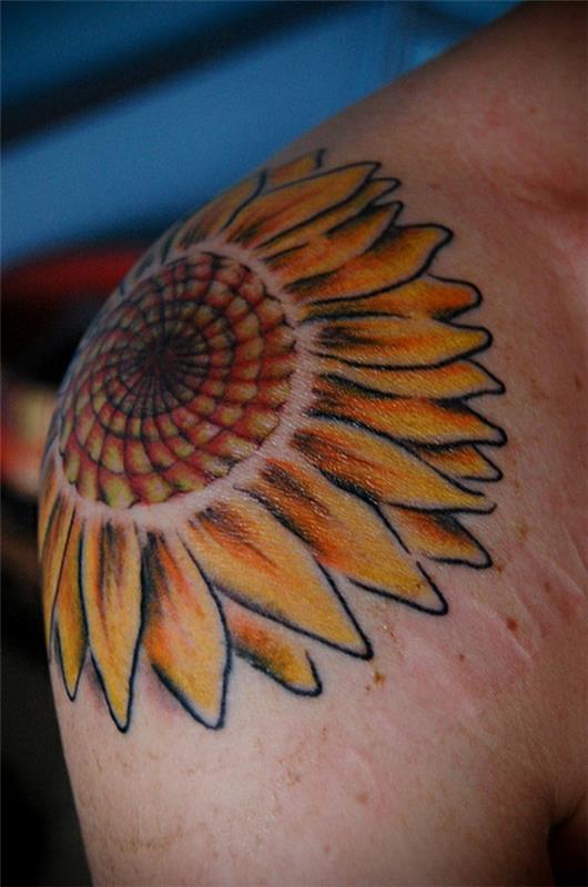 τατουάζ άνω ώμου ηλιοτρόπιο ώμου