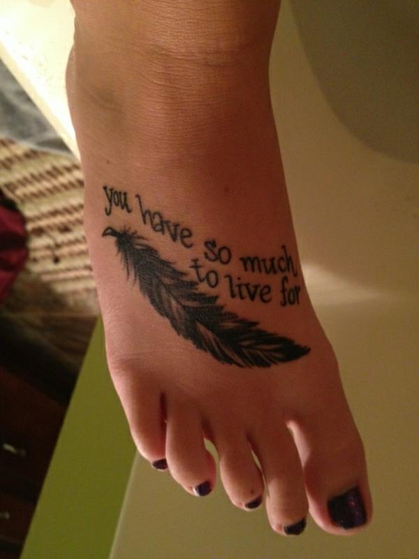 τατουάζ ρητά τατουάζ πόδι φτερό