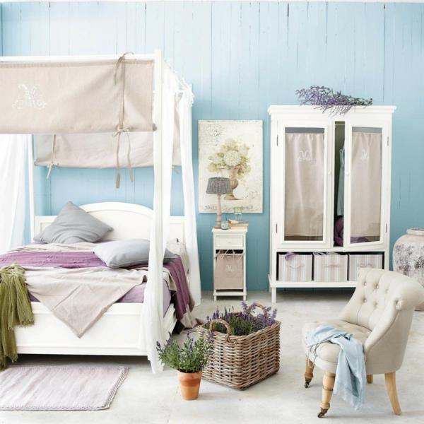 χρώμα τοίχου σε σκόνη μπλε κρεβατοκάμαρα με ιδέες σχεδιασμού τοίχου κρεβατιού με ουρανό
