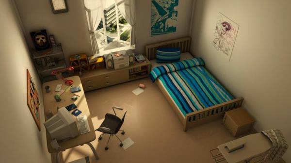 έφηβος κρεβάτι δωμάτιο πολύχρωμο γραφείο καρέκλα με κλινοσκεπάσματα