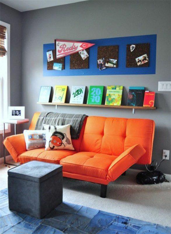 έφηβος δωμάτιο για αγόρια καναπές σκαμπό διακόσμηση τοίχου