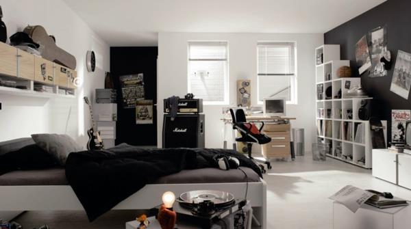 Δροσερό μοντέρνο δωμάτιο εφήβων για αγόρια μαύρο λευκό γκρι χρώματα