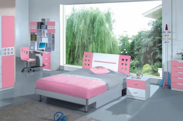 έφηβος δωμάτιο ροζ γραφεία καρέκλα γραφείου και κεφαλάρι