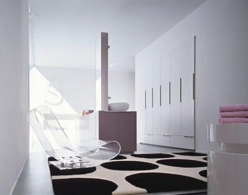 χαλί μαύρο στρογγυλό λευκό ακρυλικό καρέκλα μοντέρνο ενσωματωμένο ντουλάπι