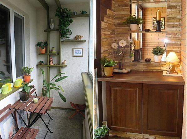 βεράντα μπαλκόνι μικροσκοπική συμπαγής ιδέα ντουλάπι ράφι φυτά τραπεζιού
