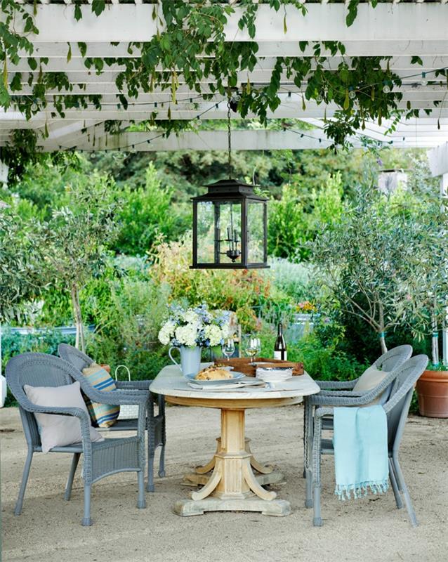 τραπέζι με έπιπλα κήπου τζάκι με τέντα κήπου