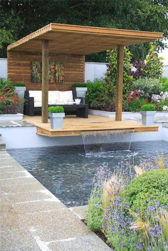 εικόνες σχεδιασμού βεράντας βεράντα χτίζουν ξύλινη πέργκολα απευθείας στην πισίνα