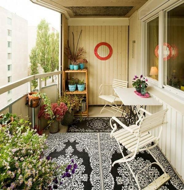 βεράντα χαλί διακόσμηση φυτά μπαλκόνι