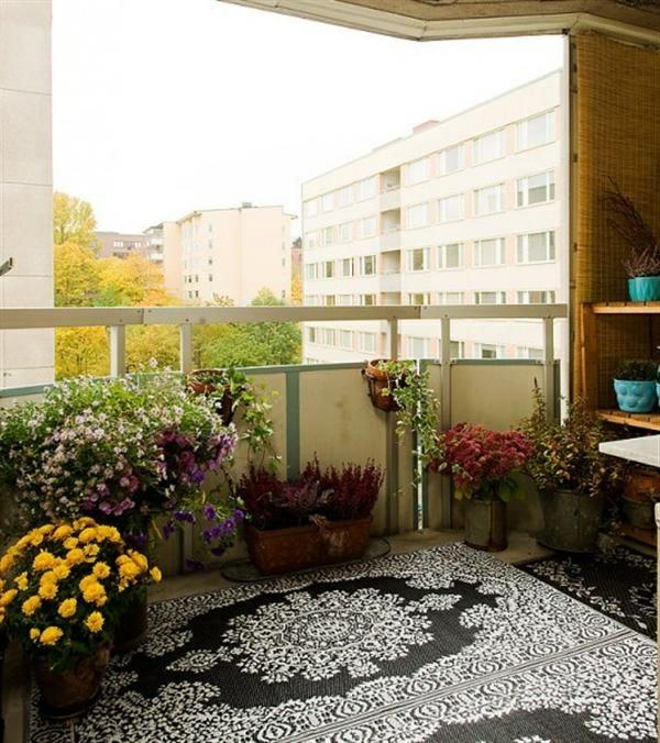 βεράντα χαλί διακόσμηση φυτά μπαλκόνι