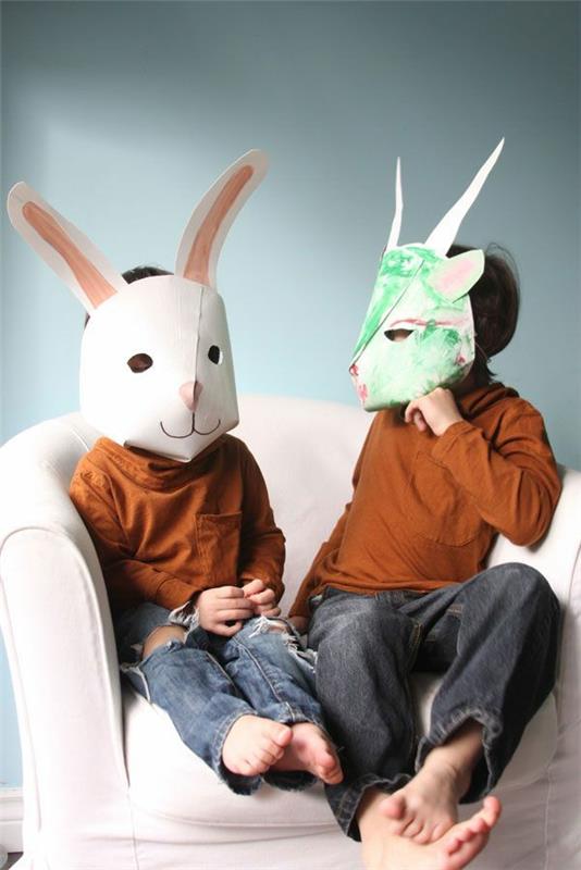 μάσκες από χαρτί tinker καρναβάλι παιδιά κουνέλια λευκό