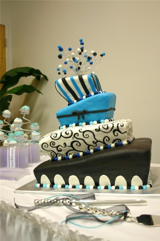 διακόσμηση τραπεζιού γαλάζια τούρτα γιορτάζουν