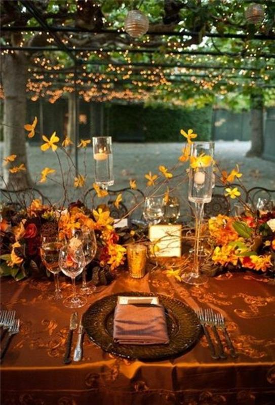 διακοσμητικά τραπέζια γάμος παντρευτείτε τον φθινοπωρινό γάμο σε κίτρινο Οκτώβριο