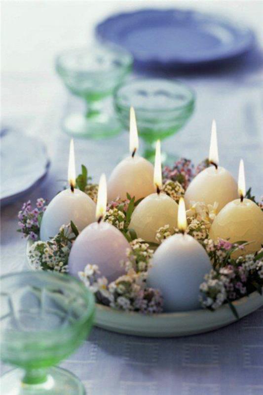 διακοσμηση τραπεζιων πασχαλινα κερια διακοσμηση αυγων