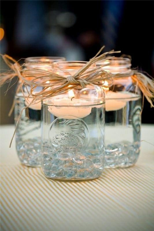 φτιάξτε μόνοι σας διακοσμητικά τραπέζια φαναράκια βάζα κτιστών πλωτά κεριά σιζάλ