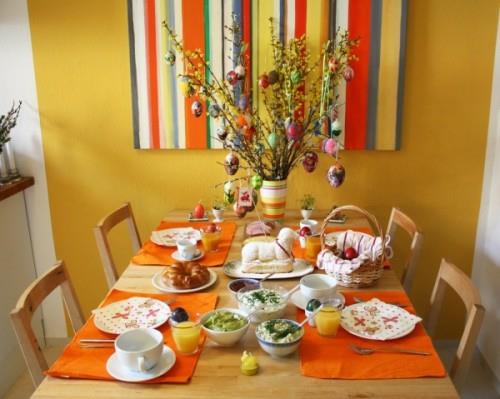 διακοσμητικά τραπεζιού για πασχαλινά τραπέζια αυγά πορτοκαλί χρώματος