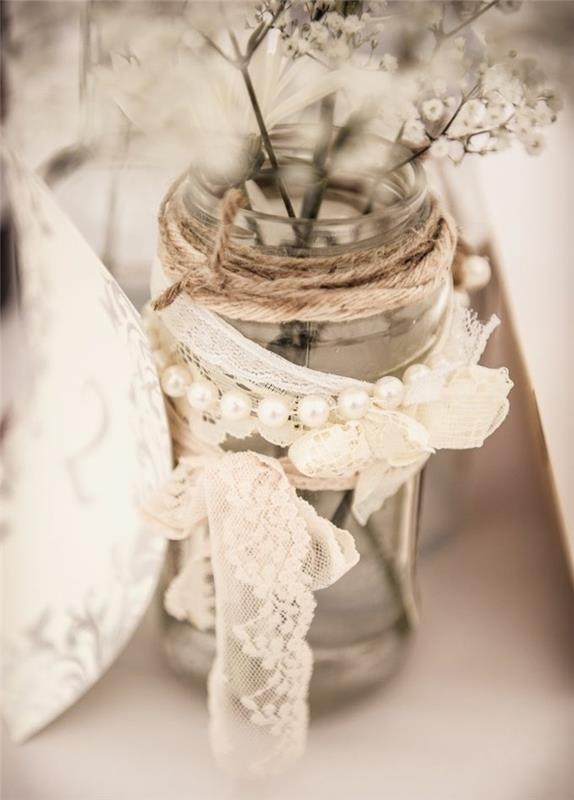 διακοσμητικά τραπεζιού γαμήλιες διακοσμήσεις λουλουδιών diy βάζο βάζο χάντρες χάντρες δαντέλα