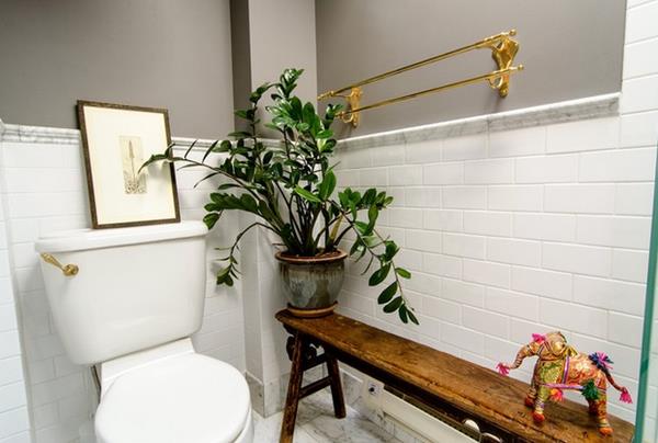 διακοσμητικά αντικείμενα για επίπλωση ιδεών τουαλέτα γλάστρα ξύλινο πάγκο