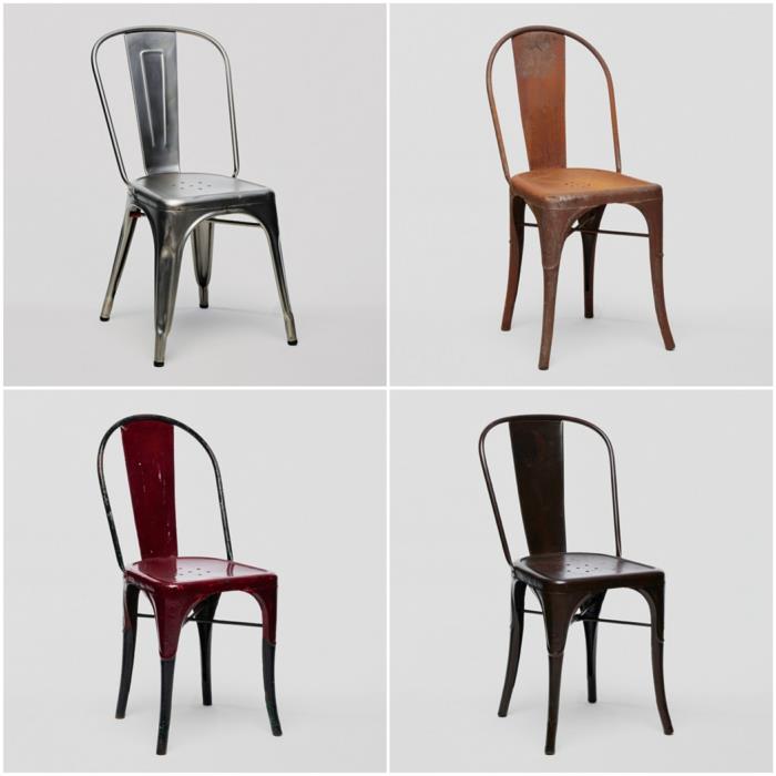 παραλλαγές καρέκλας tolix σε διαφορετικά χρώματα