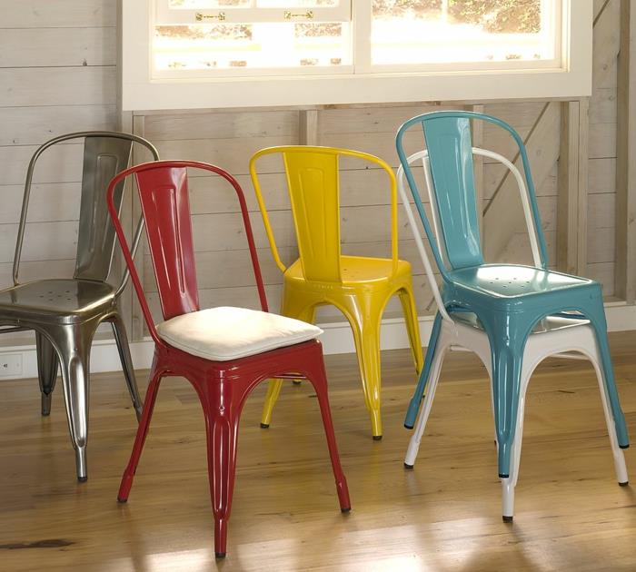 καρέκλα tolix σε διάφορα χρώματα με μαξιλάρι