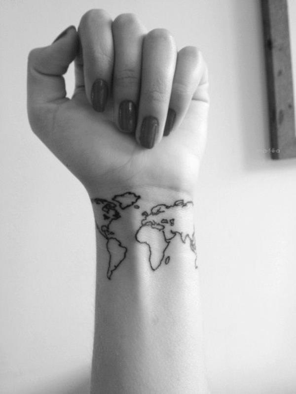υπέροχες ιδέες για τατουάζ στον καρπό παγκόσμιο χάρτη