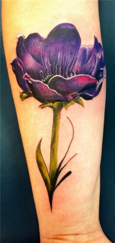 υπέροχες ιδέες αντιβράχιο τατουάζ γυναίκα ανεμώνη λουλούδι