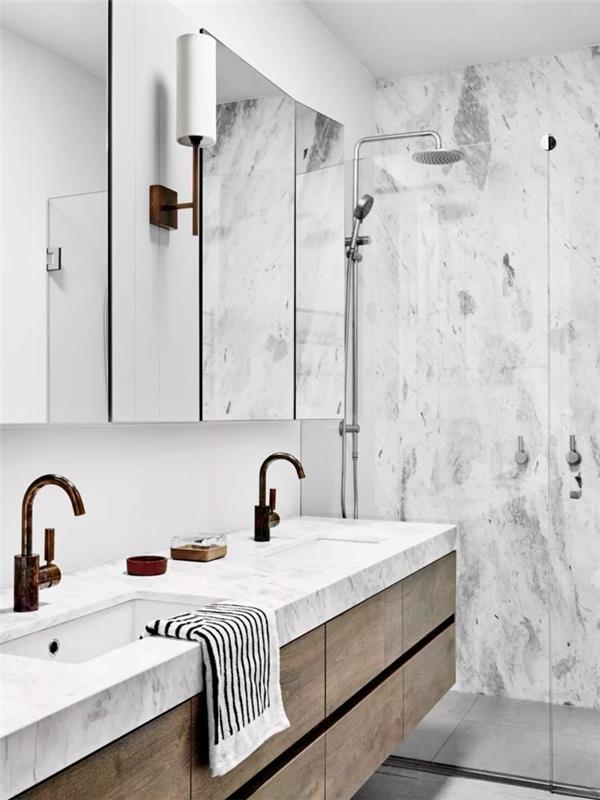 υπέροχες ιδέες μπάνιου με τοίχο καθρέφτη