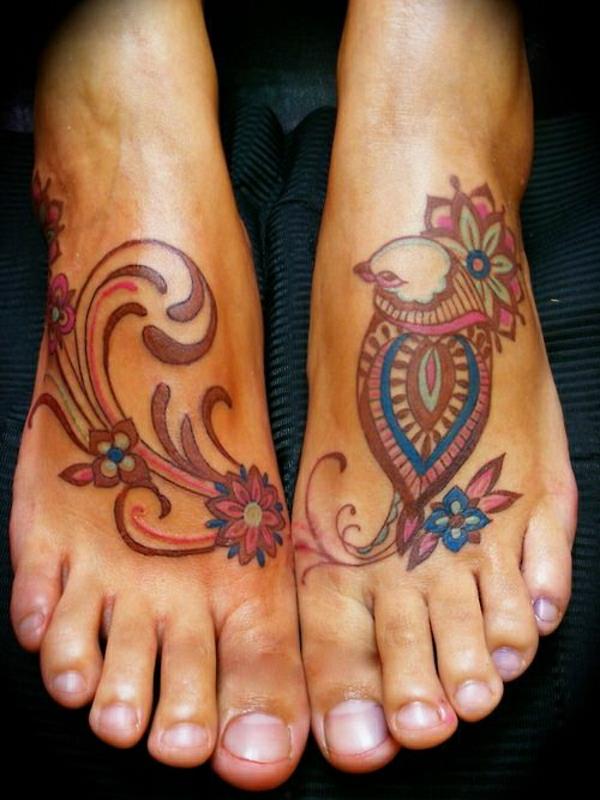 τατουάζ ιδέες πολύχρωμα πόδια τατουάζ όμορφα πουλιά