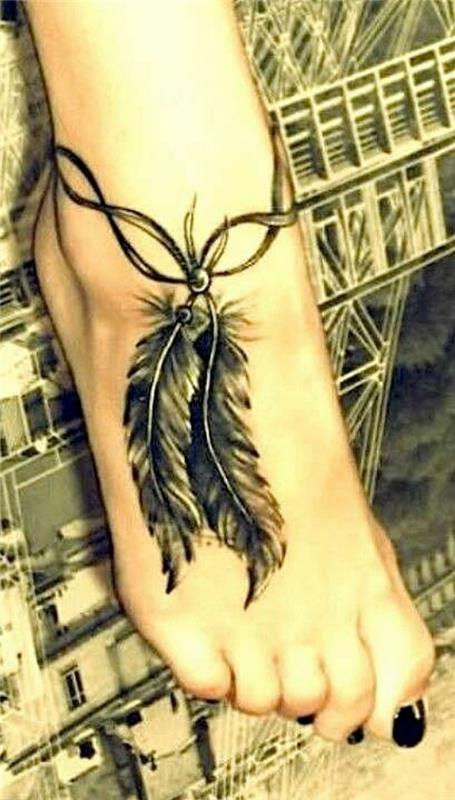 τατουάζ ιδέες τατουάζ πόδι όμορφο φτερό λουράκι αστραγάλου