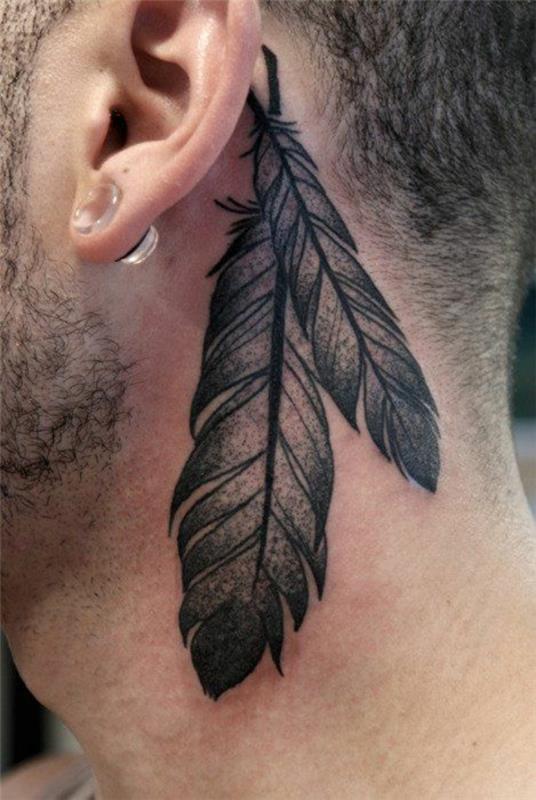 τατουάζ ιδέες τατουάζ πίσω από το αυτί 2 φτερό